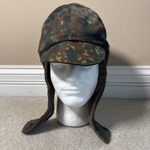 Vtg Albert Kempf GmbH German Camouflage Adult Cold Weather Hat 1997 60 L/XL